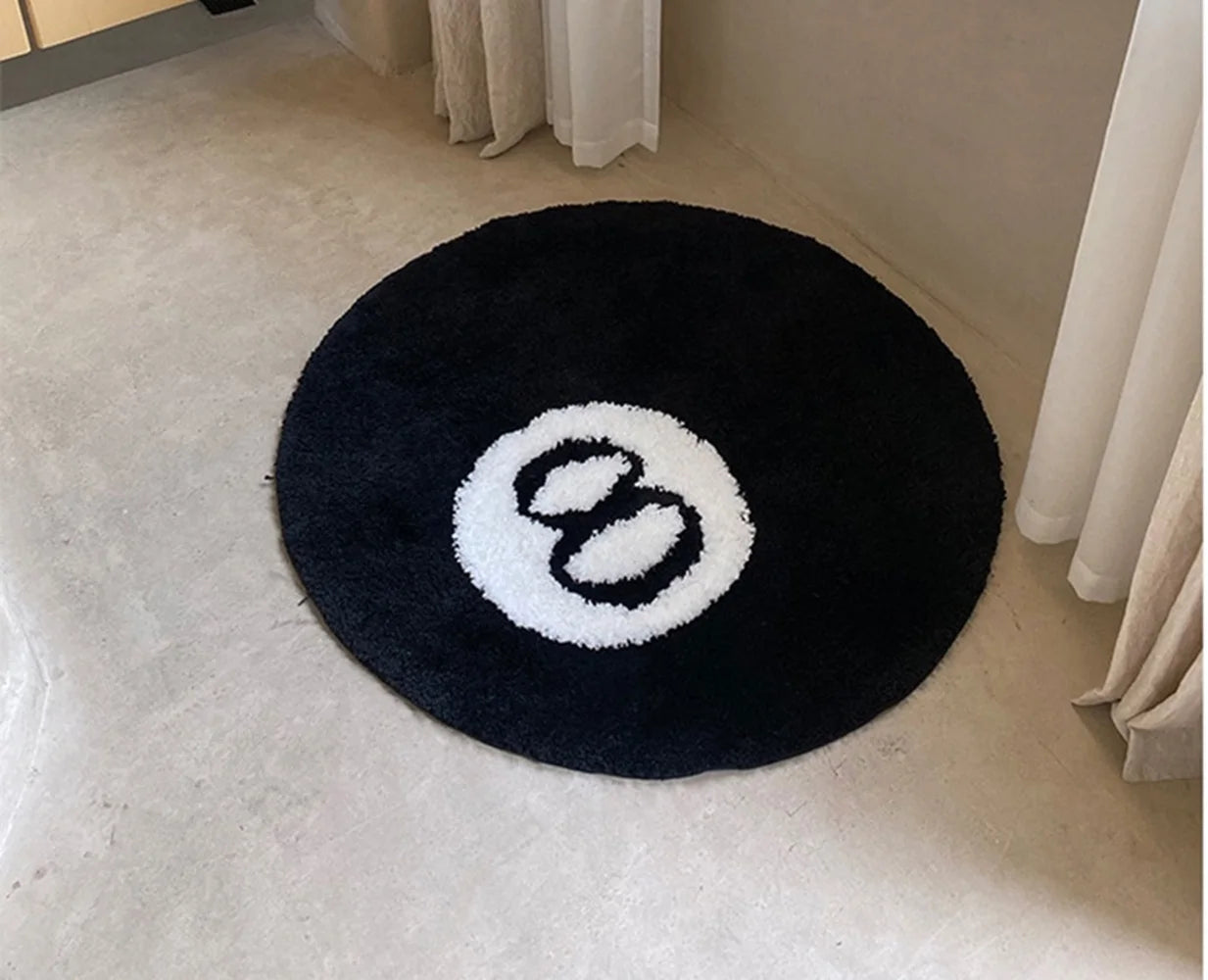 VIKAMA 8-Ball Plush Rug, Living Room Personalized Fun Comfortable Decorative Mat for Stylish Home Interiors - Home Supplies