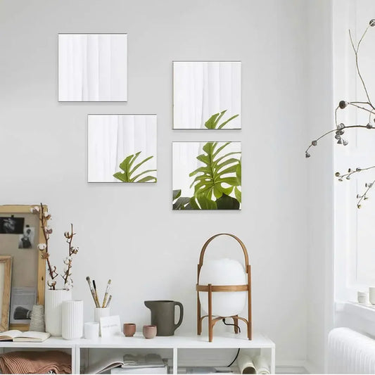 4pcs 25/35cm 3D Self-adhesive Mirror Wall Stickers Thickened 2mm Flexible DIY Art Acrylic Mirror Stickers Living Room Decoration
