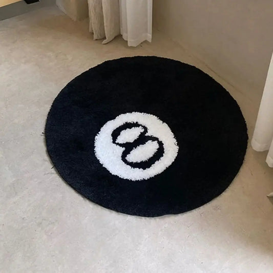 VIKAMA 8-Ball Plush Rug, Living Room Personalized Fun Comfortable Decorative Mat for Stylish Home Interiors - Home Supplies
